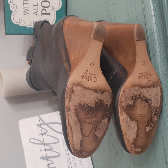 CHLOE BLACK LESTHER WEDGE BOOTS SZ 38 EUR - Picture 4 of 6